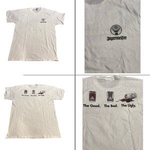 Vintage‎ Y2K Jagermeister T-Shirt sz L Double Sided Liquor Beer Alcohol Graphic